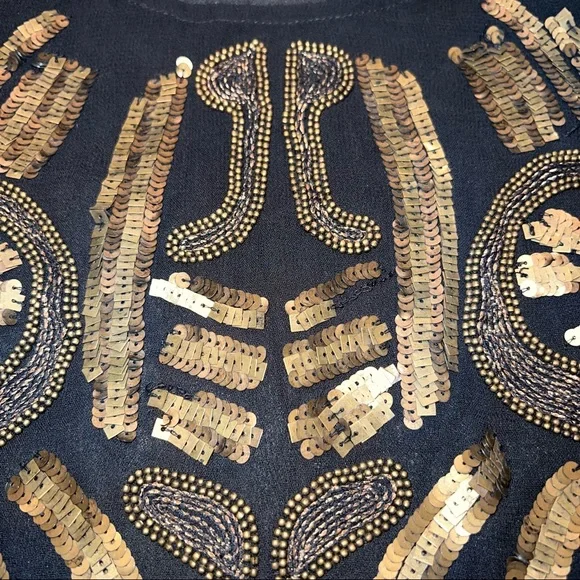 Antik Batik Black Sequined Long Sleeve Sheer Shirt Size 38 / 8 NWOT - Picture 3 of 6